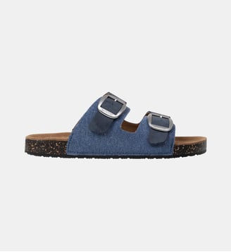 Sandales à doubles brides ultra confortables, semelle intérieure cuir - Isotoner - Bleu denim
