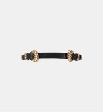 Ceinture fine à double boucle en cuir - The Kooples - Noir