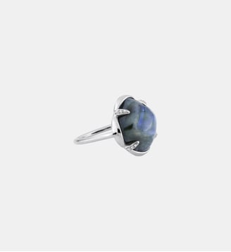 Bague, labradorite, diamants, or blanc - Morganne Bello - Or blanc