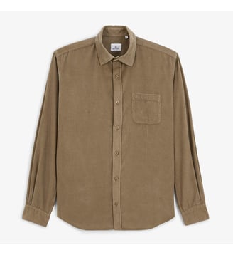 Chemise droite Charles en velours milleraies - Serge Blanco - Beige clair