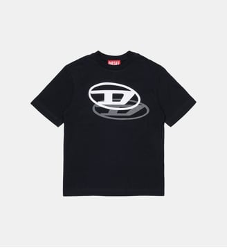 T-shirt avec logo Oval D imprimé - Diesel Kids - Noir