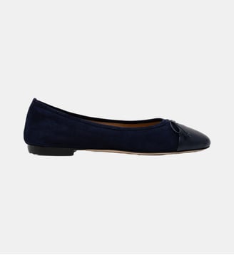 Java - Ballerines En Cuir Velours Marine - Sacchetto - Parallèle - Marine
