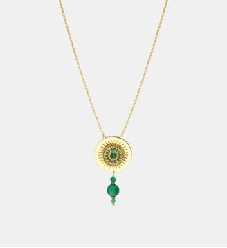 Collier fin pendentif ajustable   doré à l'or fin - Dakota - Satellite - Vert