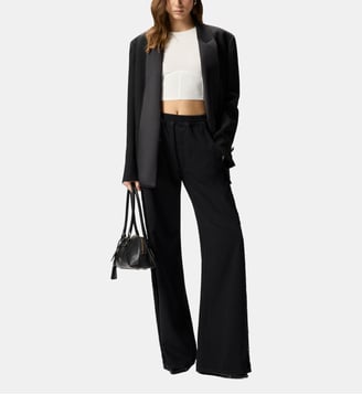 Pantalon en denim avec bande latérale en dentelle Pinko