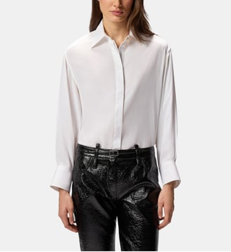 Chemise en popeline et crêpe - Pinko - Blanc et blanche neige
