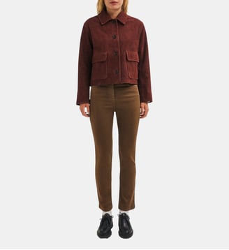 Veste courte en cuir velours - PILAR - Pablo - Bordeaux