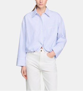 Chemise courte à rayures - Sandro - Bleu blanc