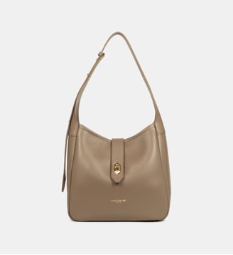 Sac seau Top Double en cuir - Lancaster - Taupe, in et or