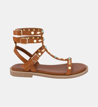 Sandales à brides en cuir CORIKA - Les Tropeziennes par M. Belarbi - Camel