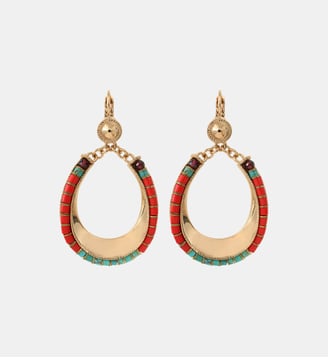 Boucles d'oreilles dormeuses   - Ninon - Satellite - Turquoise et rouge