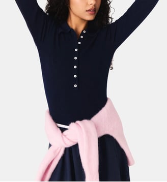Pull côtelé à col polo - Maje - Marine