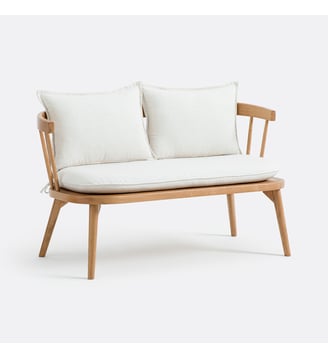 Banquette de table chêne et tissu - La Redoute Interieurs - Beige