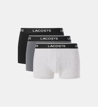 Lot de 3 boxers courts coton stretch - Lacoste - Gris chine, gris et noir