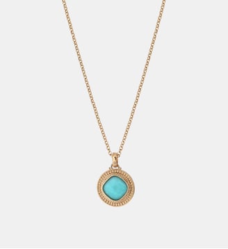 Collier pendentif cabochon facetté   - Louise - Satellite - Bleu
