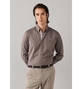 Chemise Coupe Ajustée Flanelle Multi Passepoils - Hackett London - Putty beige