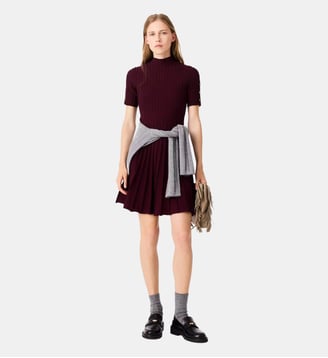 Robe courte patineuse à col montant - Maje - Bordeaux