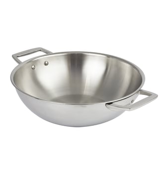 Wok en inox à 2 anses fixes - Cristel - Inox