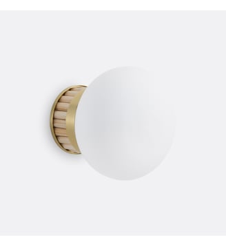 Applique ou plafonnier, en laiton, bambou et verre opaline - La Redoute Interieurs - Blanc