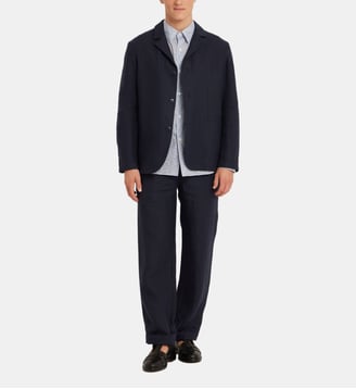 veste en lin bleu marine - Agnès b. - Bleu et noir