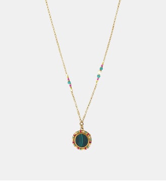 Collier pendentif réglable   - Claudia - Satellite - Vert