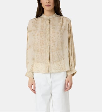 Chemise à broderies et col rond - CAELIA - Gerard Darel - Nude