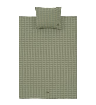 Parure de lit enfant en coton lavé Vibes - Nobodinoz - Green harlequin