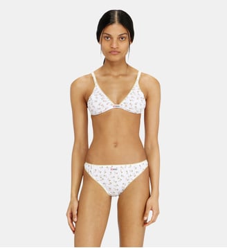 Soutien-gorge triangle en coton à imprimé floral all-over - Diesel - Blanc