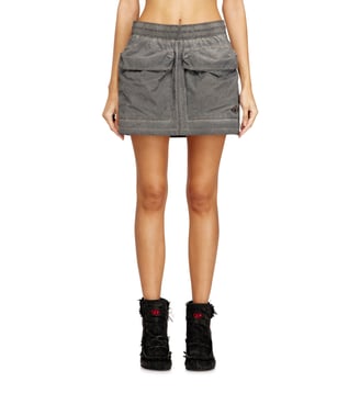Jupe mini en nylon avec maxi poches à rabat - Diesel - Gris