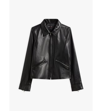 blouson Leslie en cuir d'agneau noir - Agnès b. - Noir