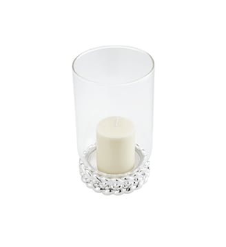 Photophore en métal argenté et verre borosilicate - BABYLONE - Christofle - Transparent