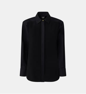 Chemise en popeline et crêpe - Pinko - Limousine noire