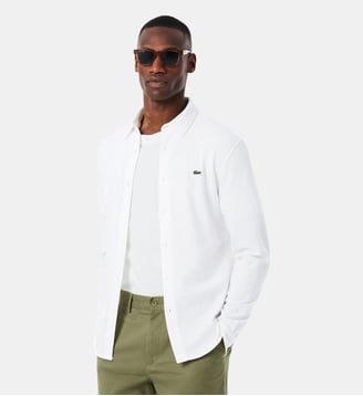 Chemise slim fit Piqué de coton - Lacoste - Blanc
