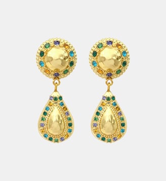 Boucles d'oreilles pendantes clips   - Gloria - Satellite - Vert