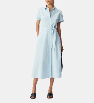 Robe chemise boutonnée ceinturée - Ikks - Bleu ciel
