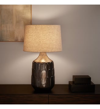 Lampe à poser, en céramique et lin - AM.PM - Bronze