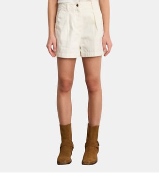 Short en denim écru à pinces - BAHYA - Pablo - Écru
