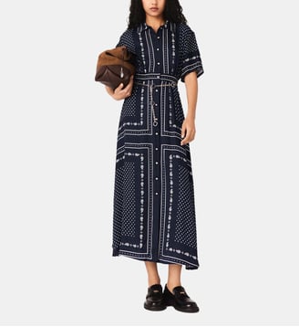 Robe longue fluide imprimée - Maje - Marine pois bandana print