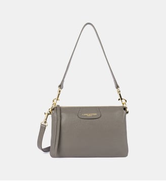 Sac pochette Dune 3 soufflets cuir grainé - Lancaster - Gris clair