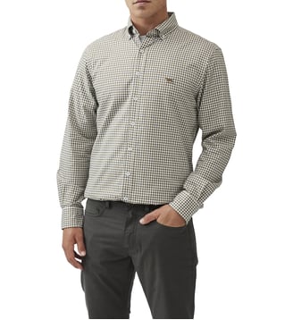 Chemise slim en coton oxford à carreaux col boutonné Gunn unisexe - Rodd & Gunn - Loden
