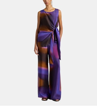 Pantalon marajo en satin imprimé all-over - Momonì - Violette