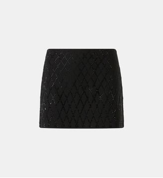 Mini-jupe à strass - Pinko - Limousine noire
