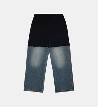 Pantalon en molleton et denim - MM6 Maison Margiela - Denim bleu