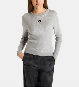 Pull ajusté côtelé signature - Le Temps Des Cerises - Gris
