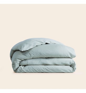 Housse De Couette  Satin de coton lavé uni à nouettes - Madura - Vert eucalyptus