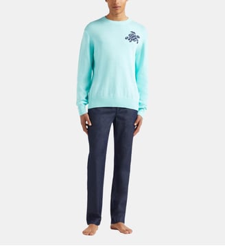 Pullover en coton et cachemire ras-du-cou Tortue - Vilebrequin - Bleu