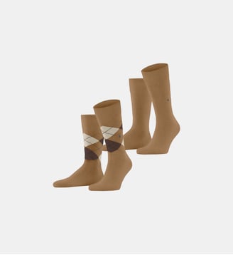 Chaussettes Everyday Argyle Mix 2-Pack Coton Opaque - Burlington - Marron