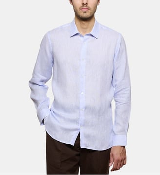 Chemise en lin ciel coupe cintrée - Atelier Privé - Bleu ciel