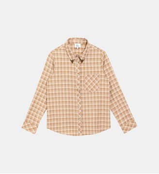 Chemise imprimé à carreaux CLAUDIA - La Petite Etoile - Écru et beige