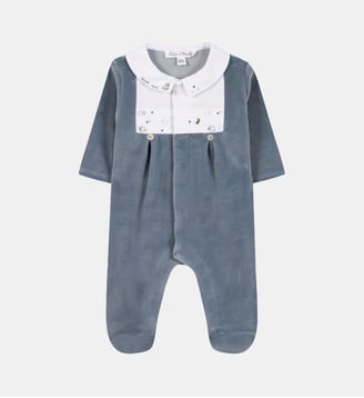 Pyjama -  orage velours brodé - Tartine Et Chocolat - Bleu