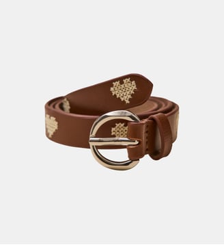 Ceinture brodée en cuir - Cyrillus - Tan